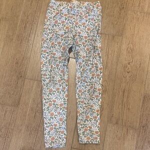 Cat & Jack White Floral Leggings with Green & Peach Print